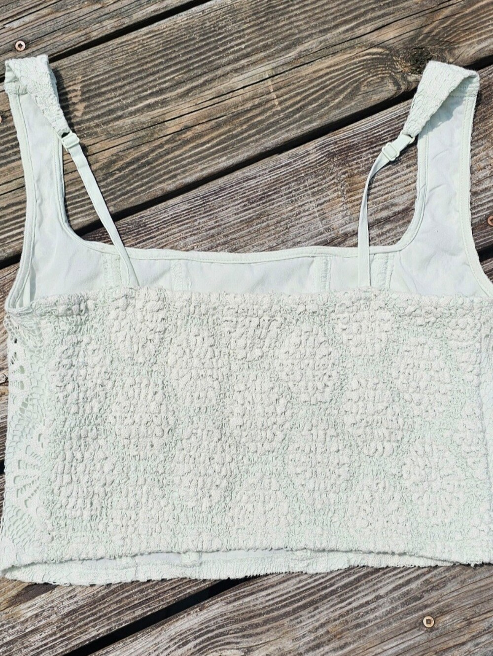 American Eagle Light Green Lace Corset Cropped Spaghetti Strap Tank Top, Size M - Picture 5 of 5